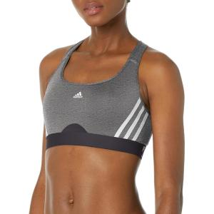 adidas Women’s Training Medium Support 3 Stripes Bra(Dark Grey/White)