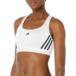 adidas Women’s Training Medium Support 3 Stripes Bra(White/Core Black)