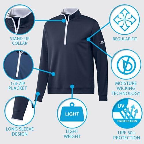 imageadidas Mens Elevated Quarter Zip Golf PulloverCrew Navy