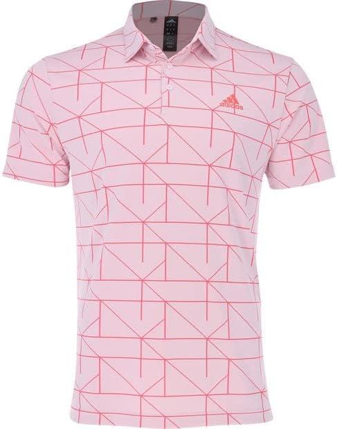 imageadidas Mens Jacquard Golf Polo ShirtAlmost PinkSemi Turbo