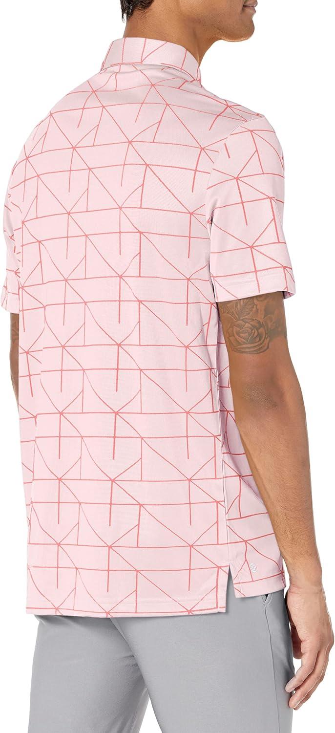 imageadidas Mens Jacquard Golf Polo ShirtAlmost PinkSemi Turbo