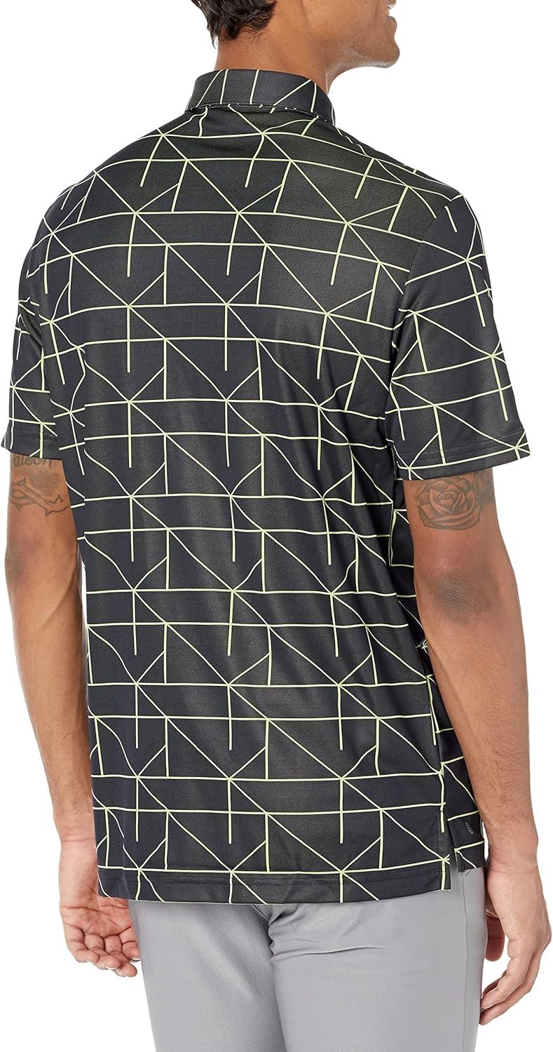 imageadidas Mens Jacquard Golf Polo ShirtBlackPulse Lime