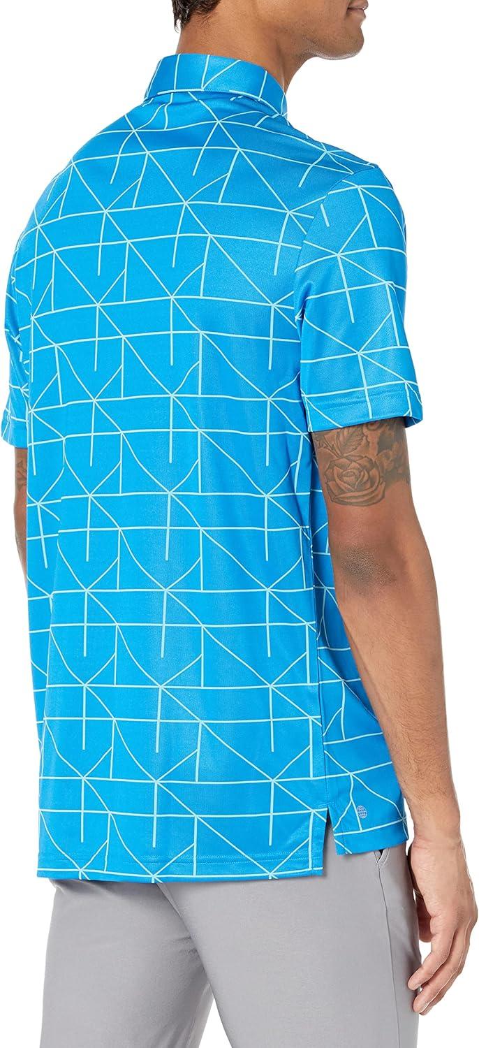 imageadidas Mens Jacquard Golf Polo ShirtBlue RushSemi Mint Rush