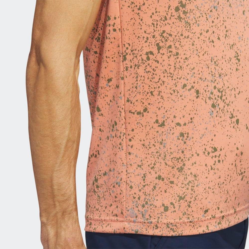 imageadidas Mens Jacquard Golf Polo ShirtCoral FusionOlive StrataGrey Three