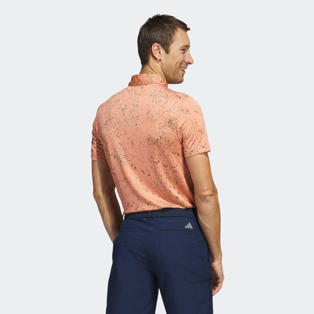 imageadidas Mens Jacquard Golf Polo ShirtCoral FusionOlive StrataGrey Three