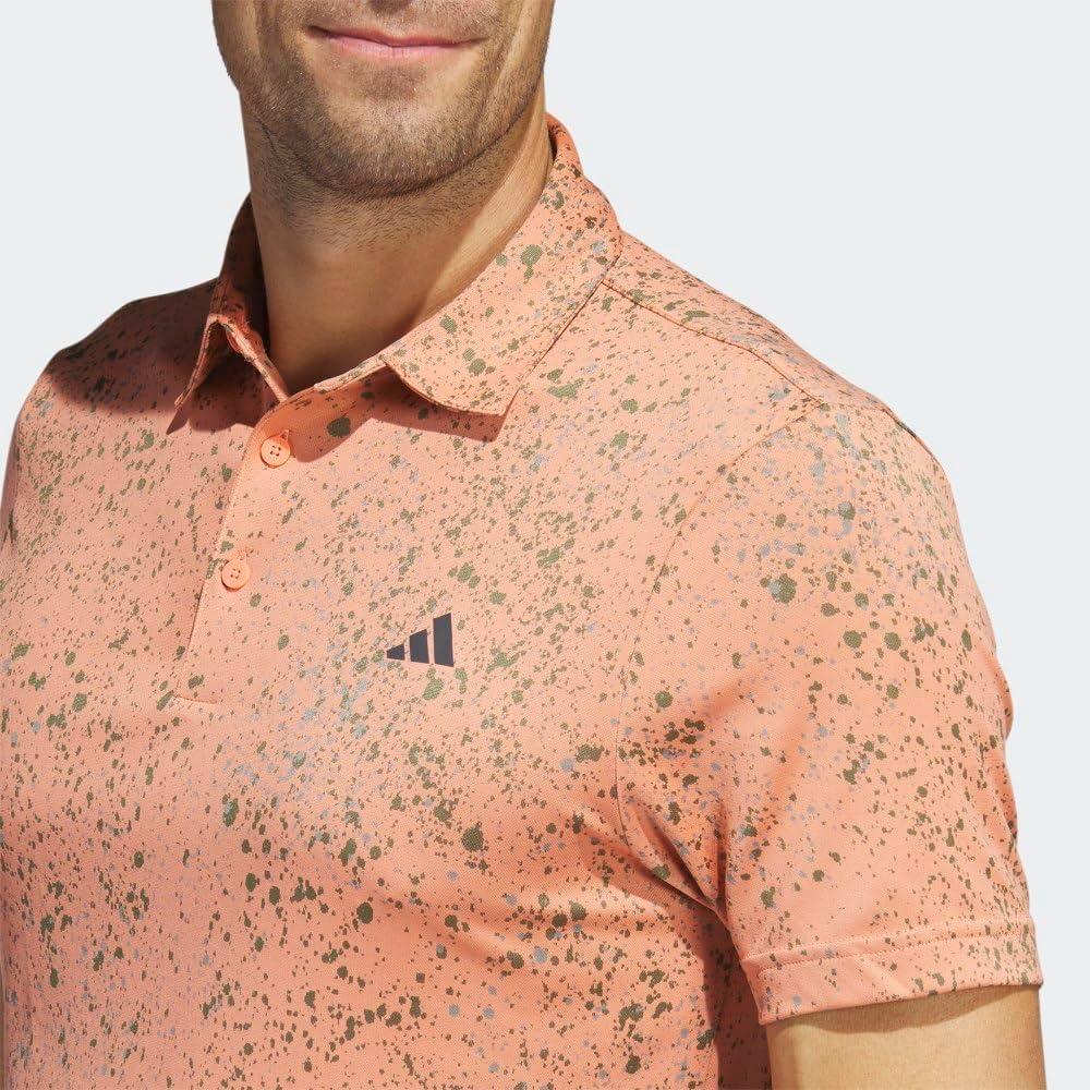 imageadidas Mens Jacquard Golf Polo ShirtCoral FusionOlive StrataGrey Three