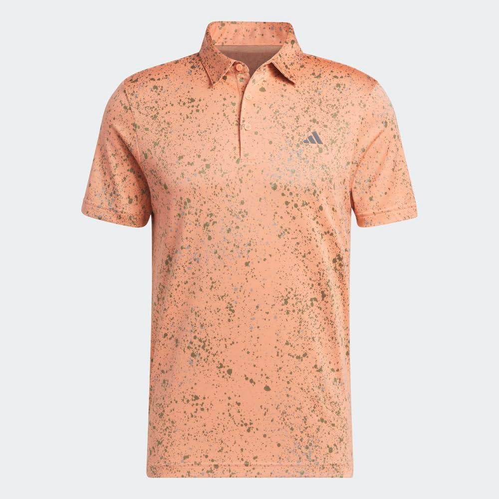 imageadidas Mens Jacquard Golf Polo ShirtCoral FusionOlive StrataGrey Three