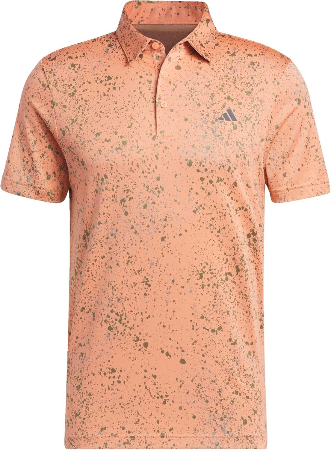 imageadidas Mens Jacquard Golf Polo ShirtCoral FusionOlive StrataGrey Three