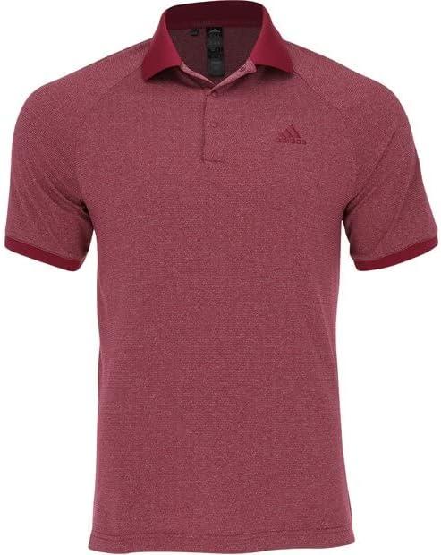imageadidas Mens Jacquard Golf Polo ShirtLegacy BurgundyWhite