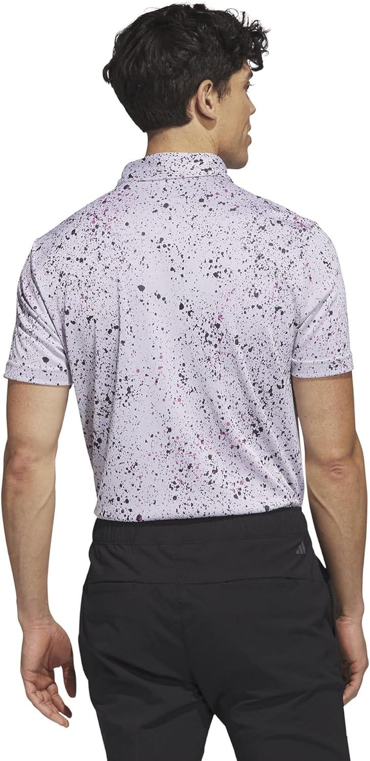 imageadidas Mens Jacquard Golf Polo ShirtWhiteBlackLucid Fuschia