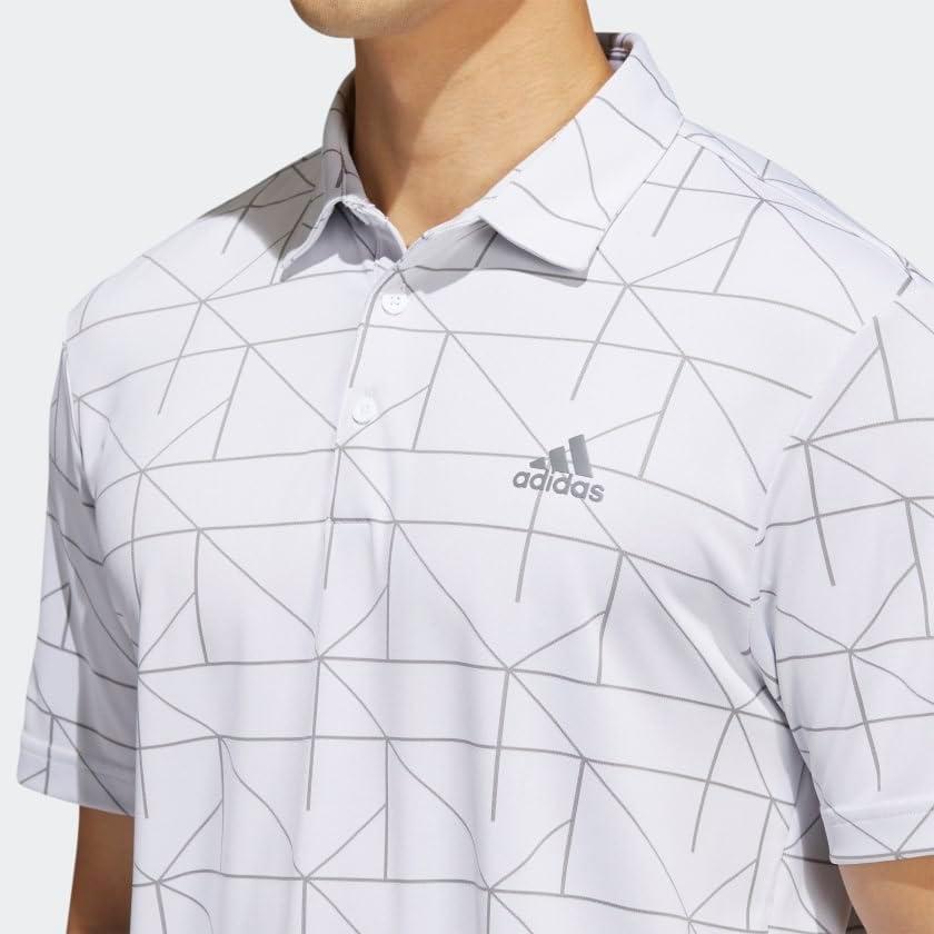 imageadidas Mens Jacquard Golf Polo ShirtWhiteGrey Three