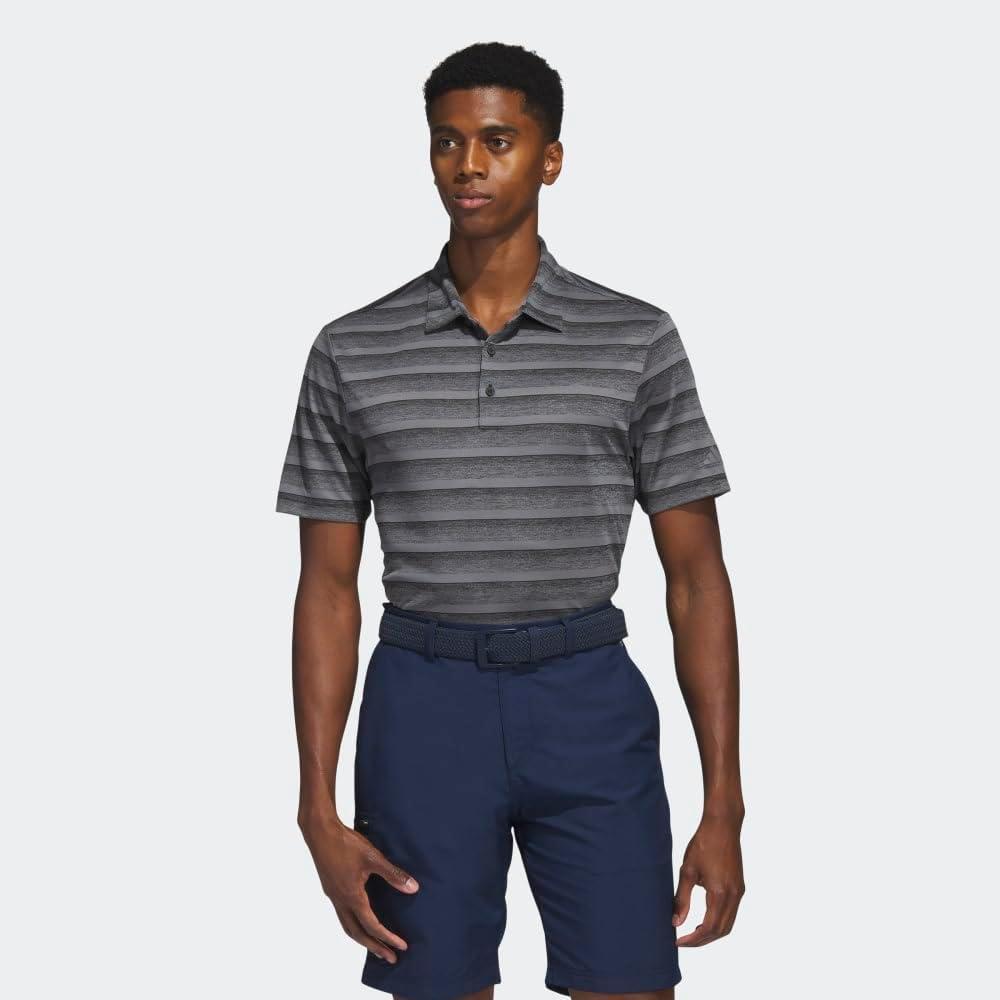 imageadidas Mens TwoColor Stripe Polo ShirtBlackGrey Four