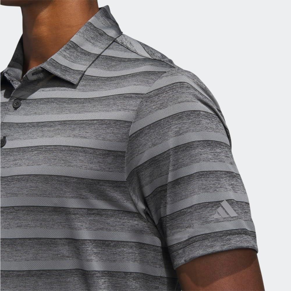 imageadidas Mens TwoColor Stripe Polo ShirtBlackGrey Four