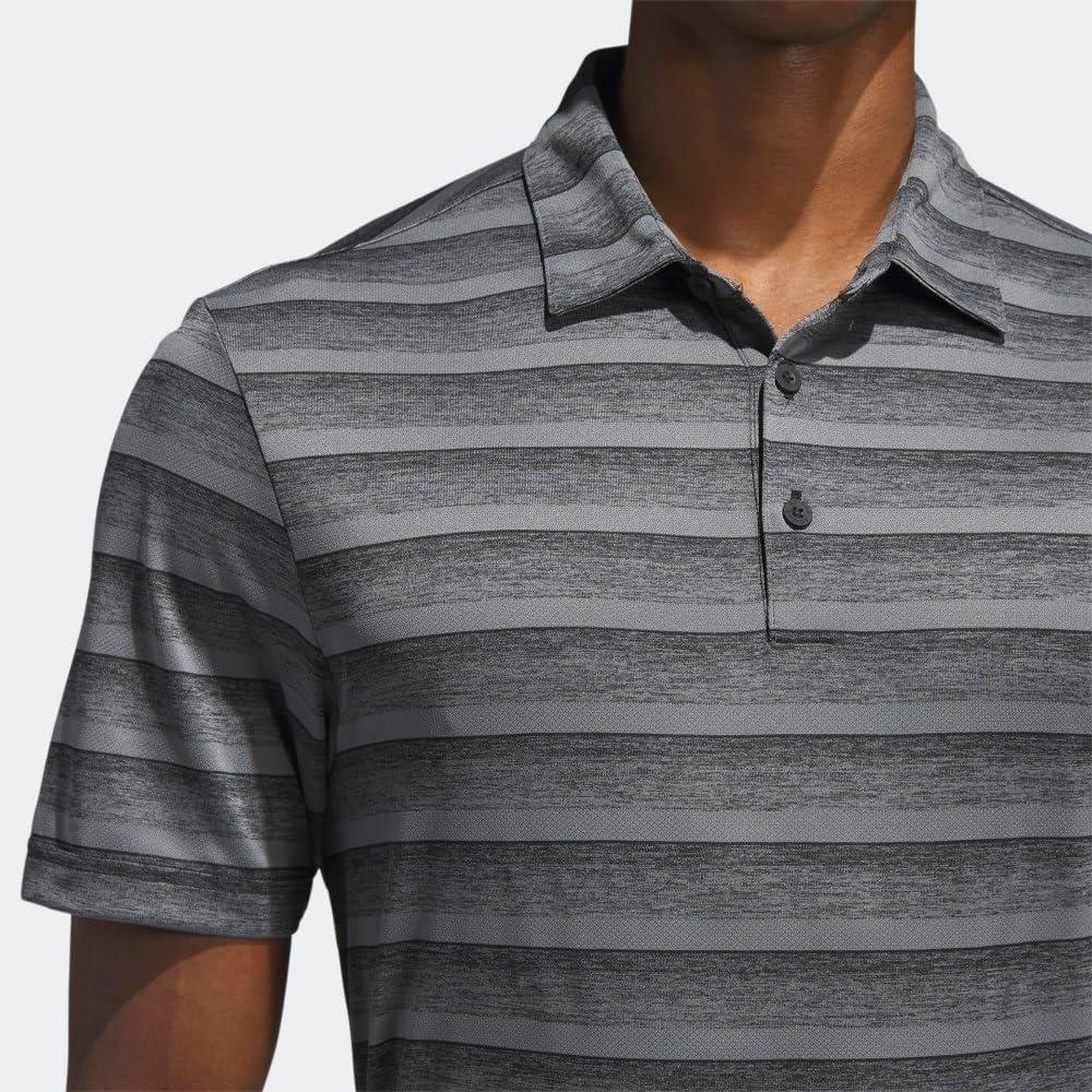 imageadidas Mens TwoColor Stripe Polo ShirtBlackGrey Four