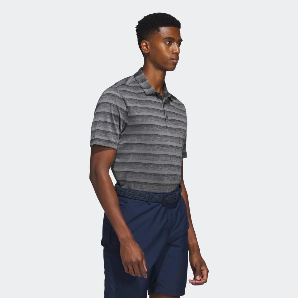 imageadidas Mens TwoColor Stripe Polo ShirtBlackGrey Four