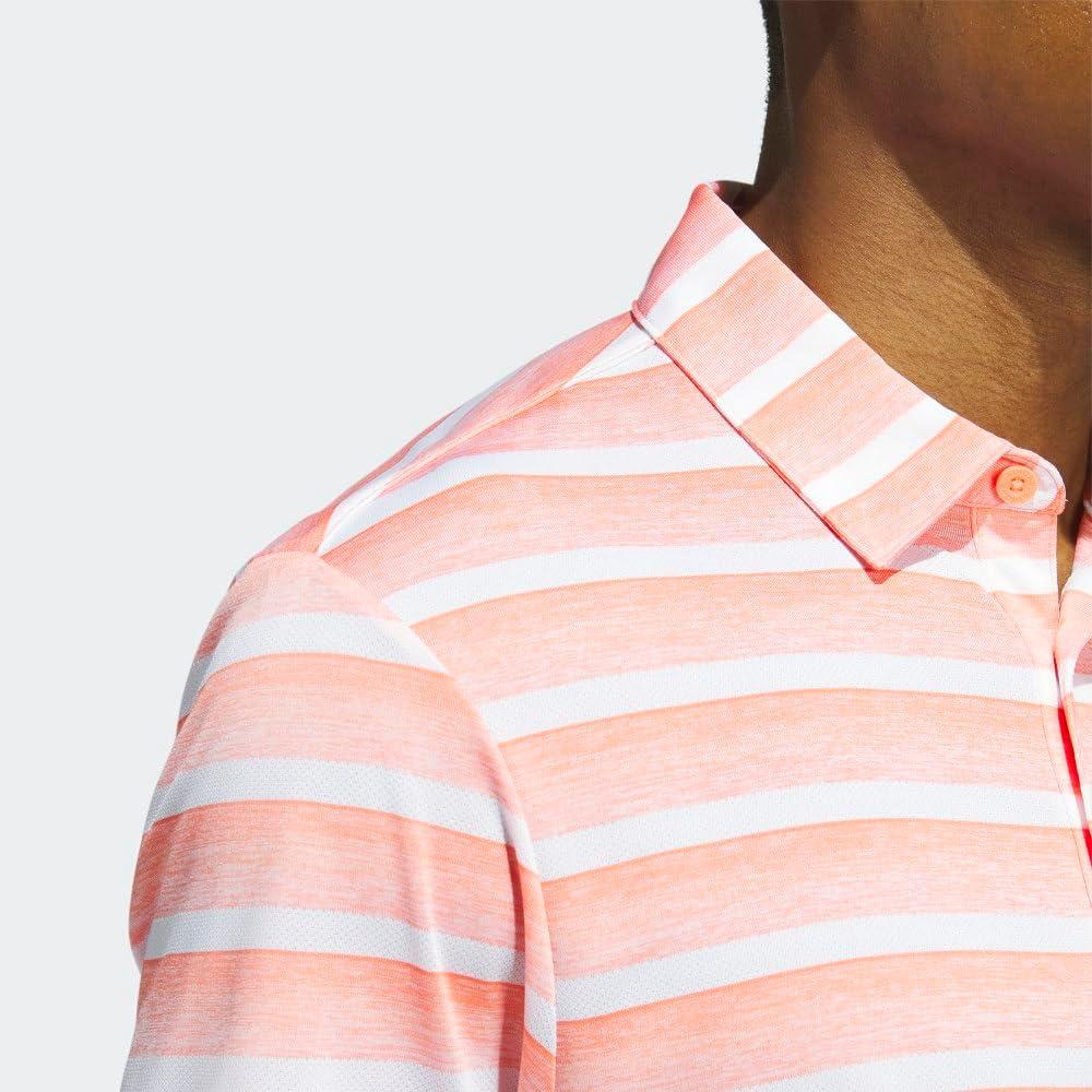 imageadidas Mens TwoColor Stripe Polo ShirtCoral FusionWhite