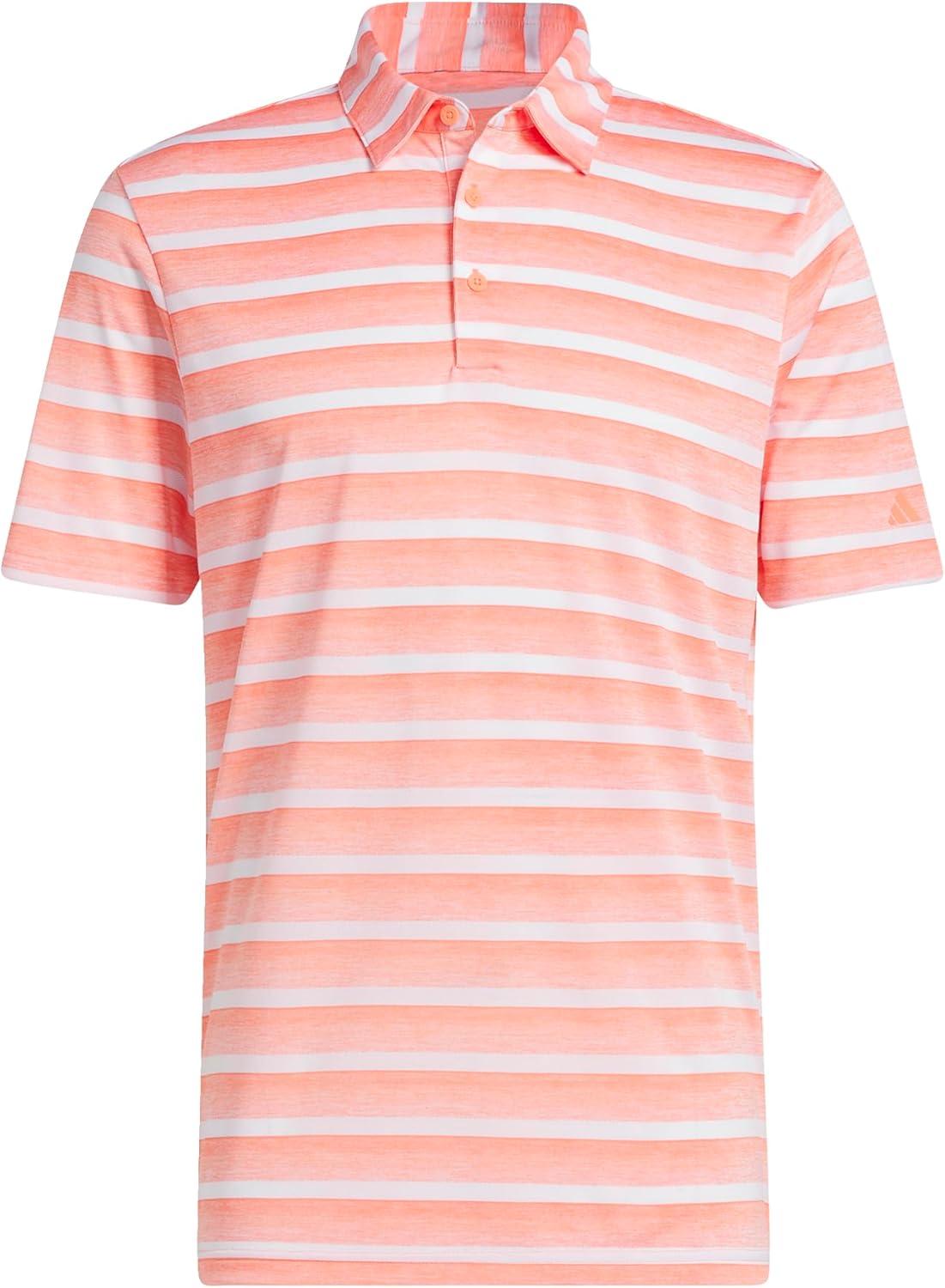 imageadidas Mens TwoColor Stripe Polo ShirtCoral FusionWhite