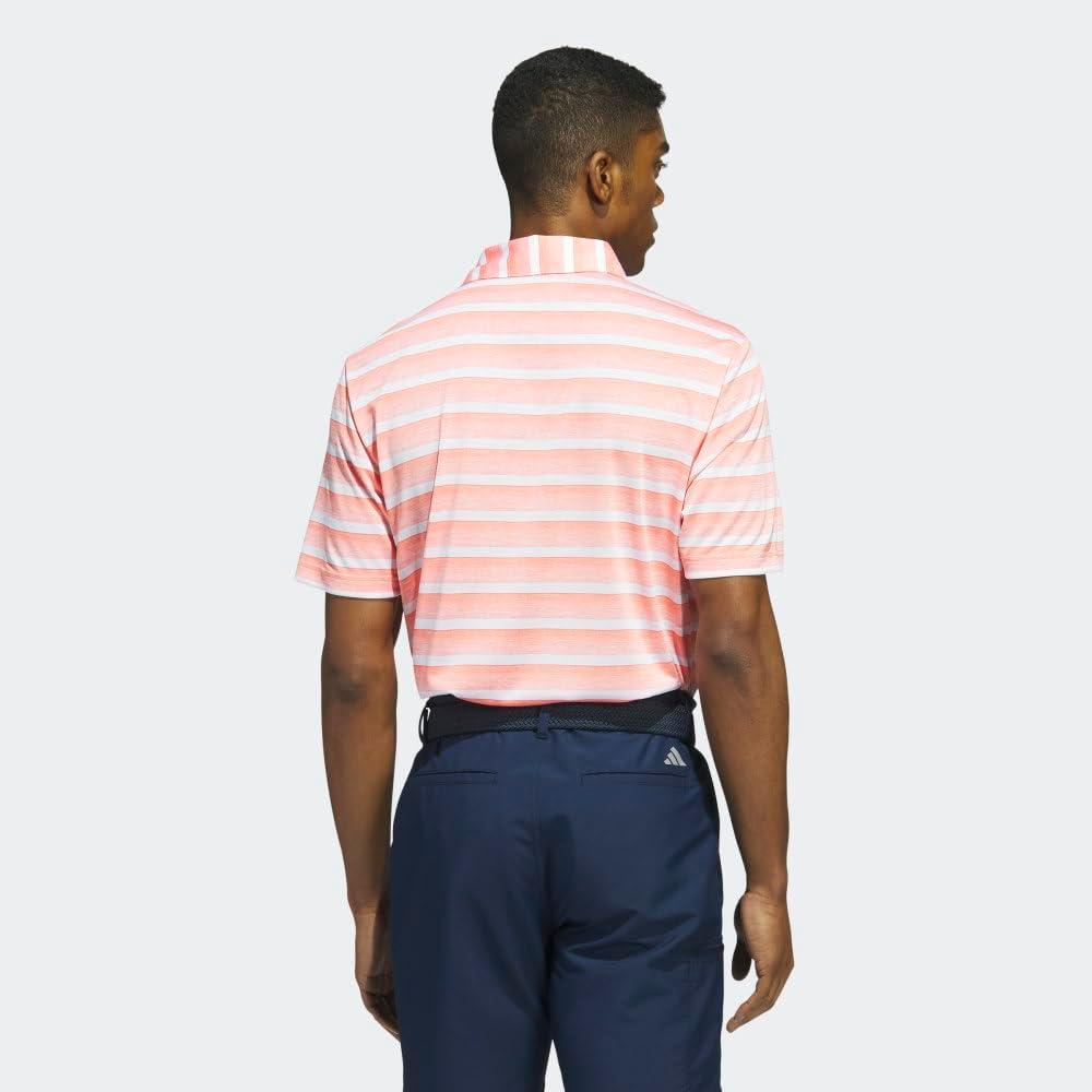 imageadidas Mens TwoColor Stripe Polo ShirtCoral FusionWhite