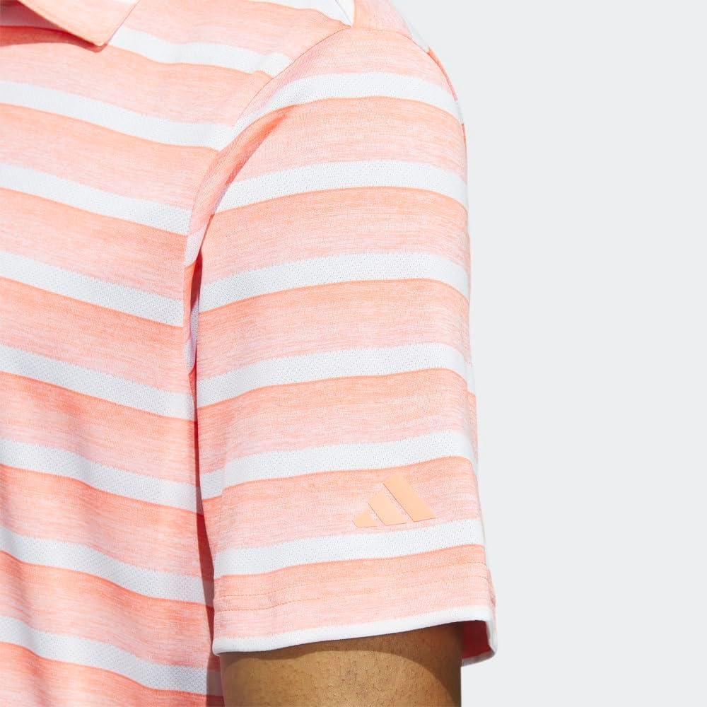 imageadidas Mens TwoColor Stripe Polo ShirtCoral FusionWhite