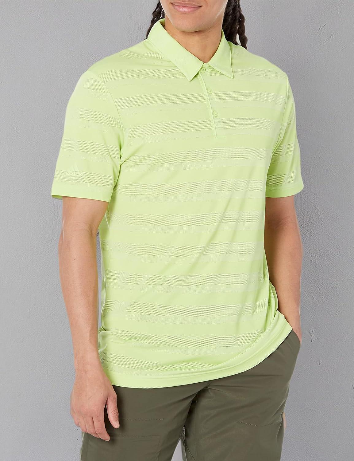 imageadidas Mens TwoColor Stripe Polo ShirtPulse LimeWhite
