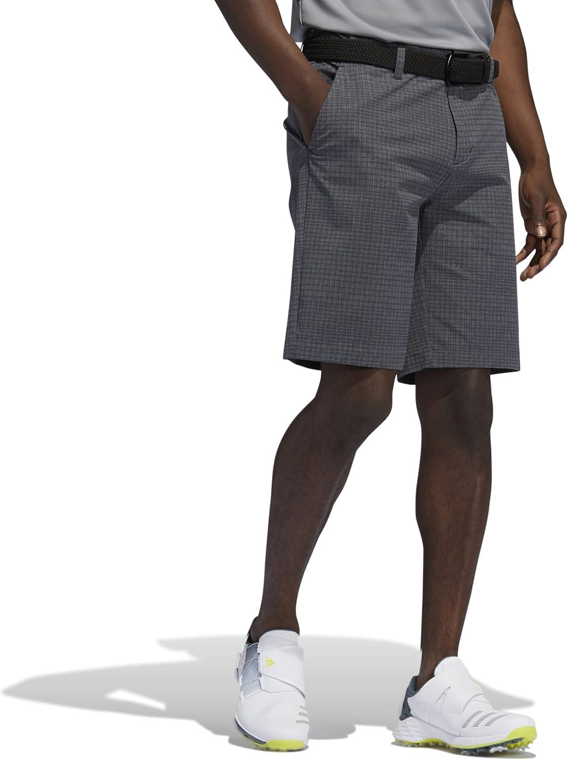 imageadidas Mens Ultimate365 Plaid Print 10 quot Golf ShortsBlack