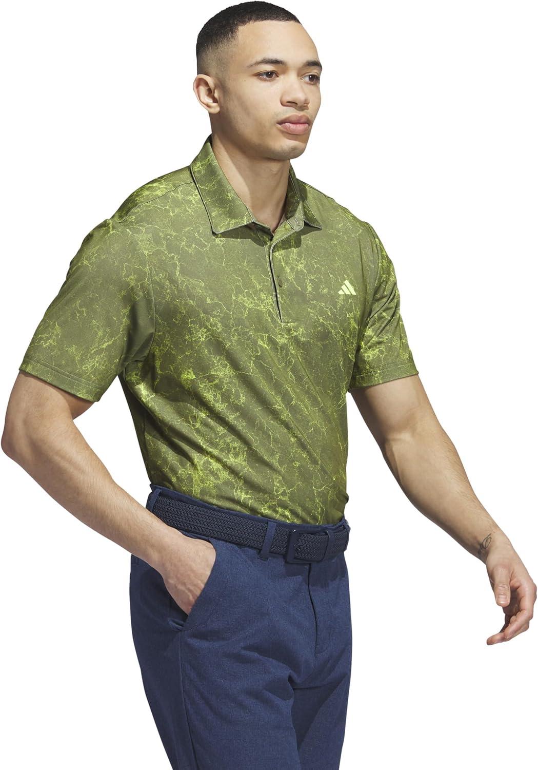 imageadidas Mens Ultimate365 Printed Golf Polo ShirtOlive Strata