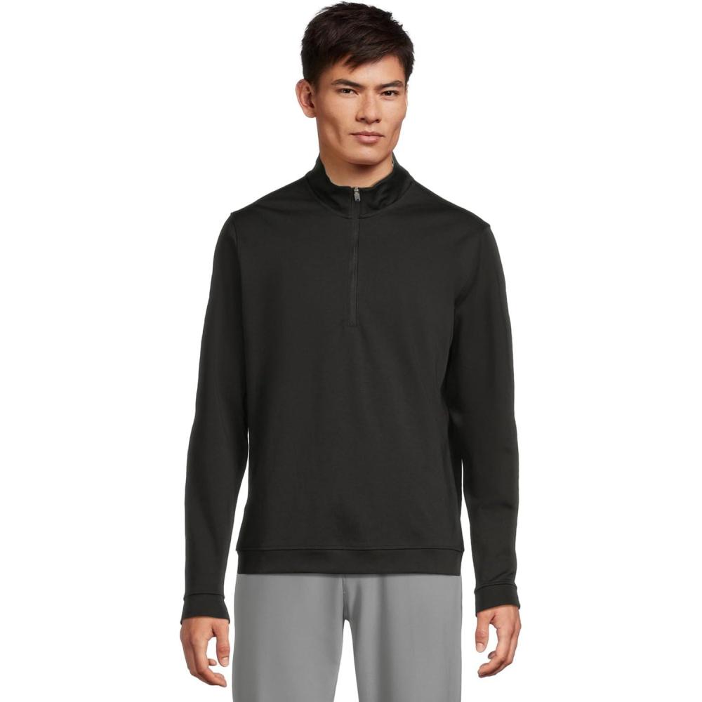 imageadidas Mens Elevated Quarter Zip Golf PulloverBlack