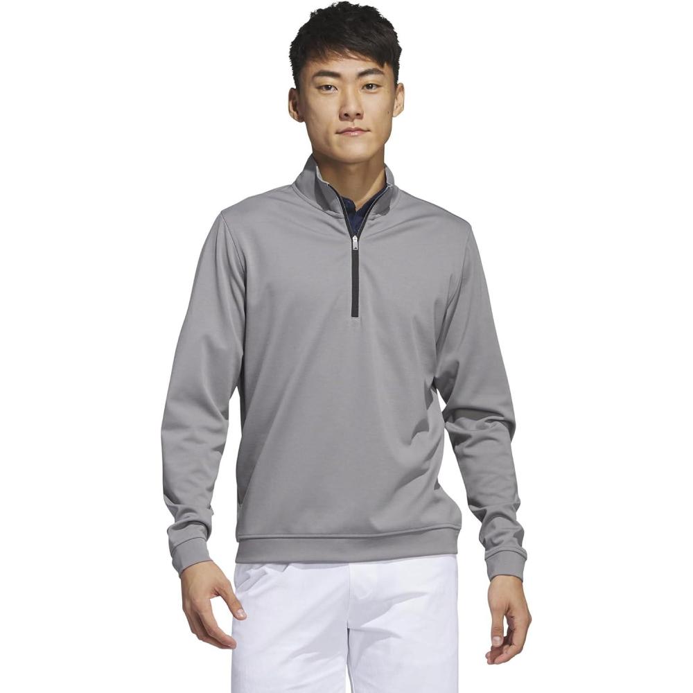 imageadidas Mens Elevated Quarter Zip Golf PulloverGrey Three