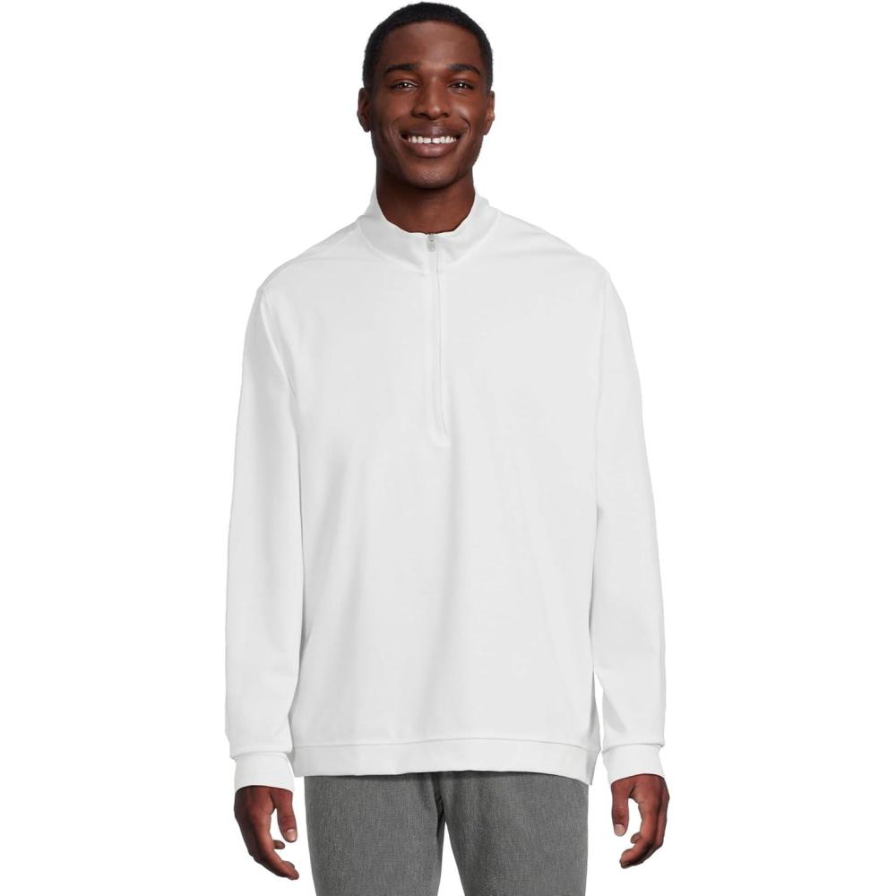 imageadidas Mens Elevated Quarter Zip Golf PulloverWhite