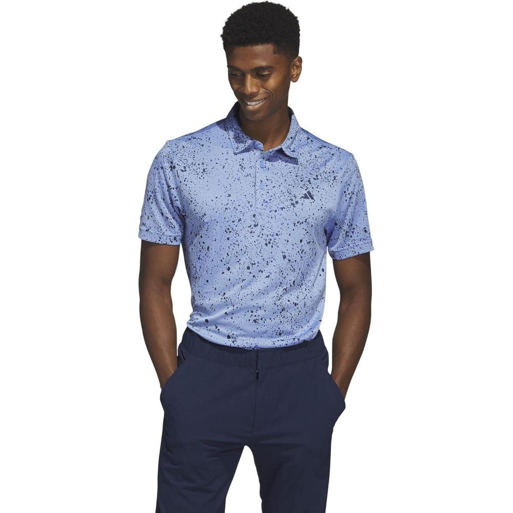 imageadidas Mens Jacquard Golf Polo ShirtBlue FusionCollegiate NavyLucid Blue