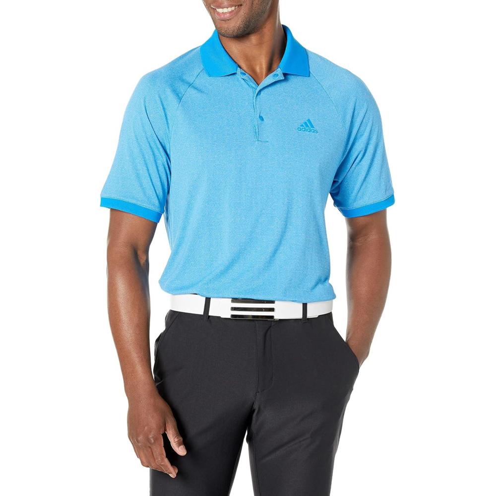 imageadidas Mens Jacquard Golf Polo ShirtBlue RushWhite