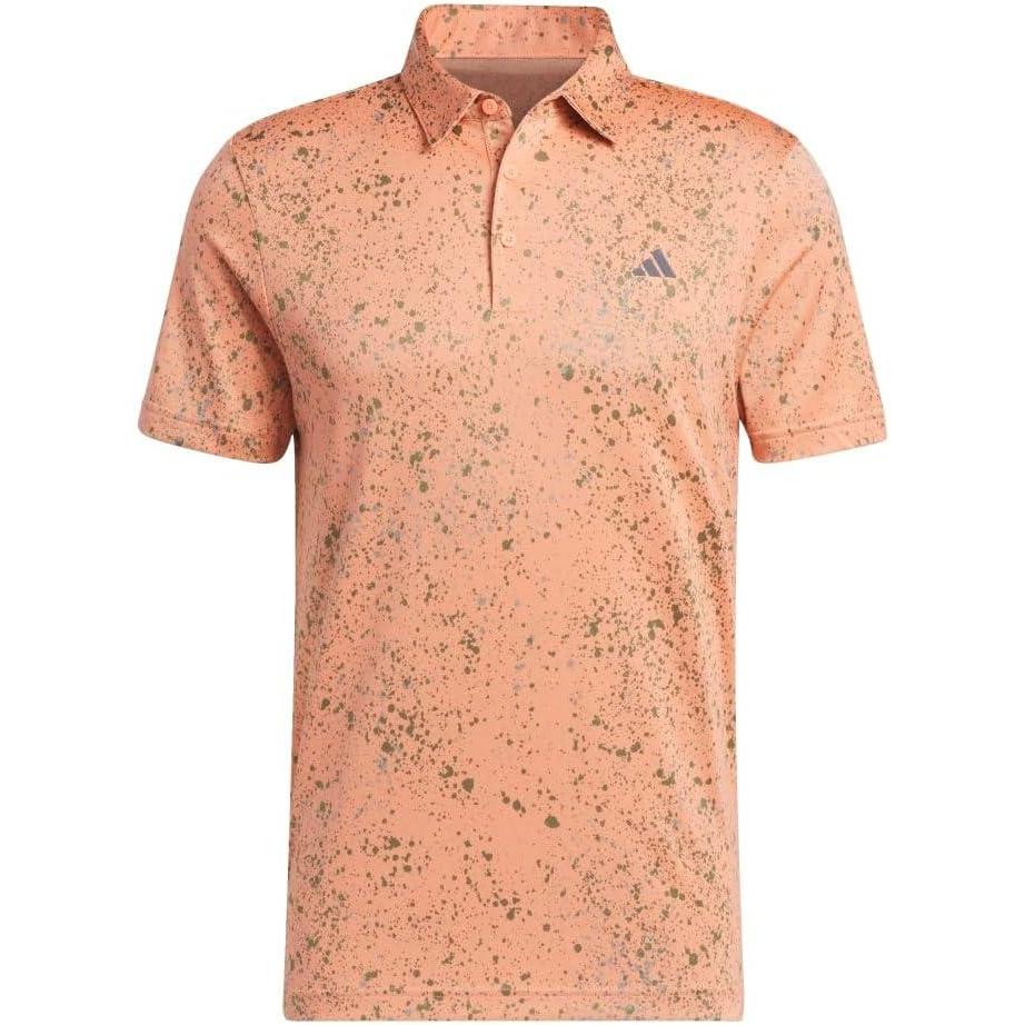 imageadidas Mens Jacquard Golf Polo ShirtCoral FusionOlive StrataGrey Three