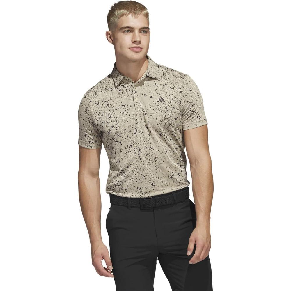 imageadidas Mens Jacquard Golf Polo ShirtHempBlackOlive Strata