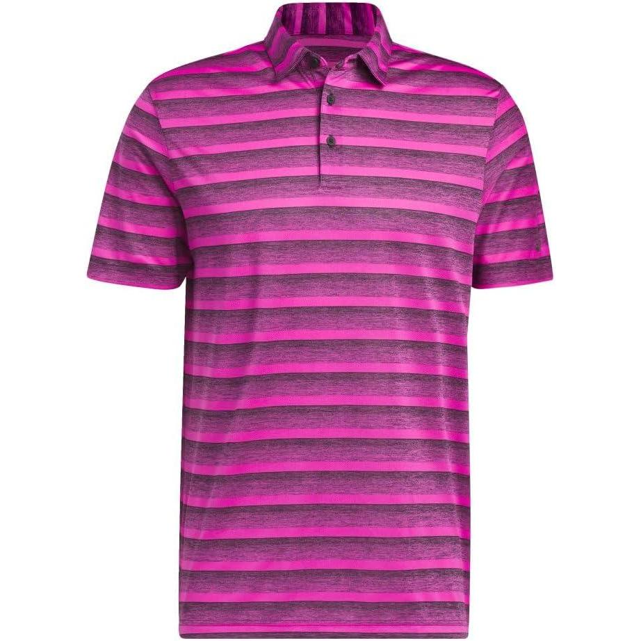 imageadidas Mens TwoColor Stripe Polo ShirtBlackLucid Fuchsia