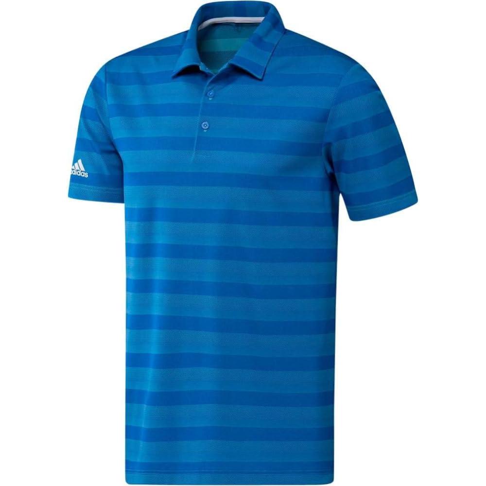 imageadidas Mens TwoColor Stripe Polo ShirtBlue RushSemi Mint Rush