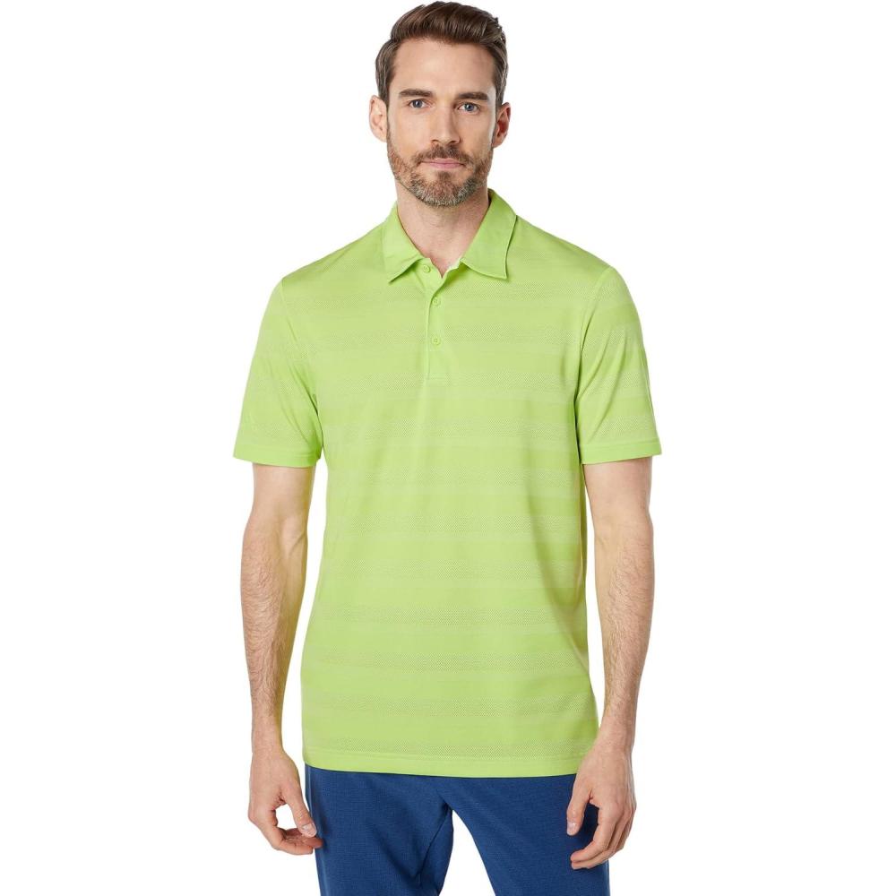 imageadidas Mens TwoColor Stripe Polo ShirtPulse LimeWhite