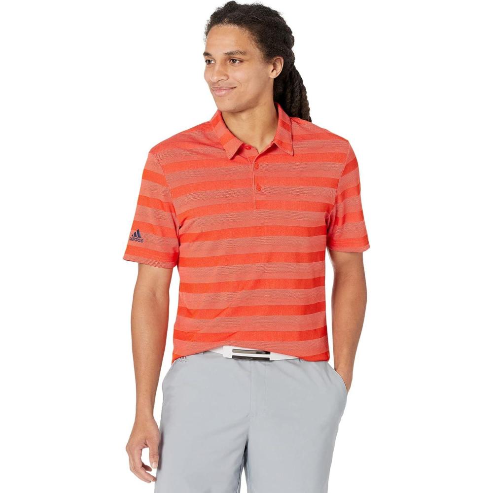 imageadidas Mens TwoColor Stripe Polo ShirtSemi Impact Orange
