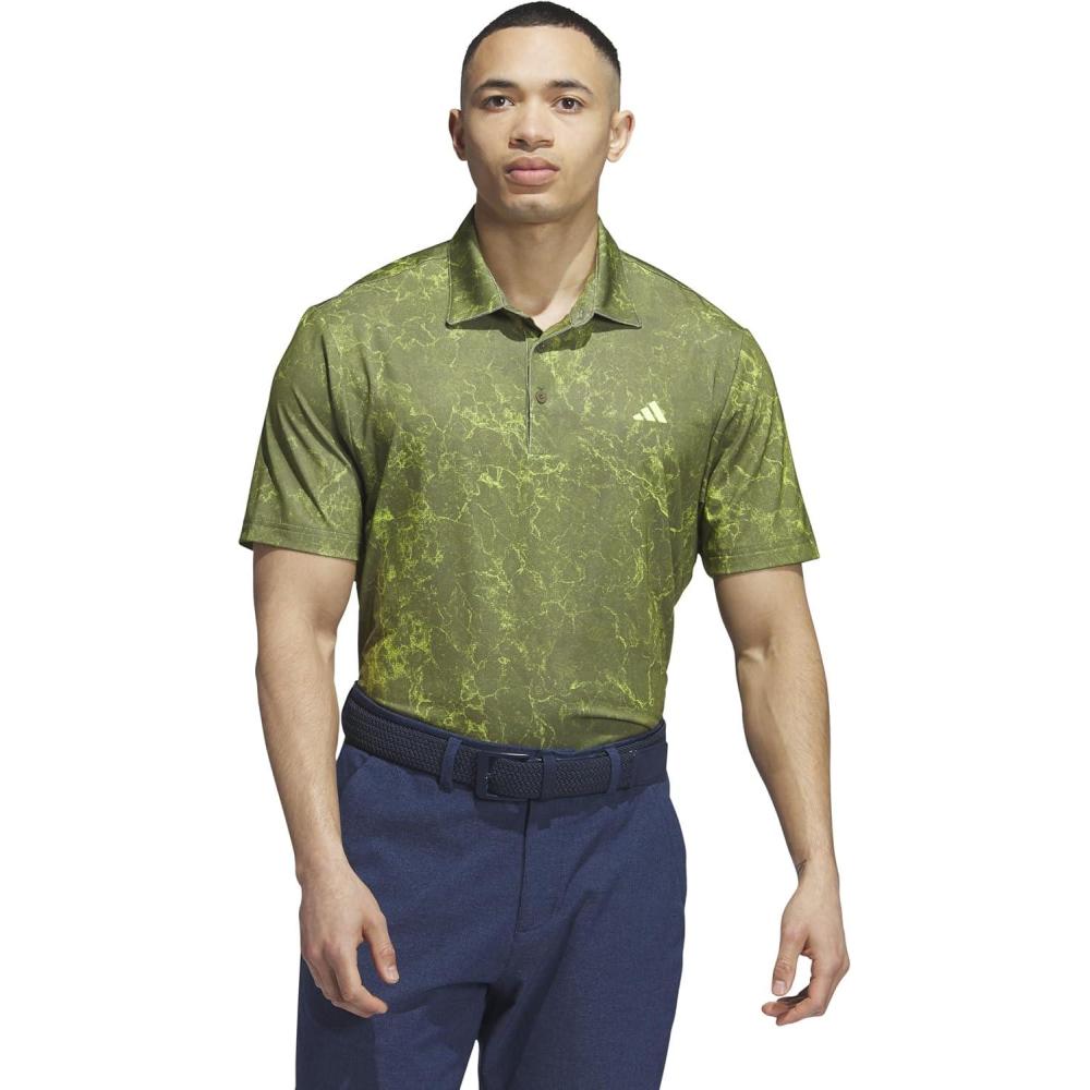 imageadidas Mens Ultimate365 Printed Golf Polo ShirtOlive Strata