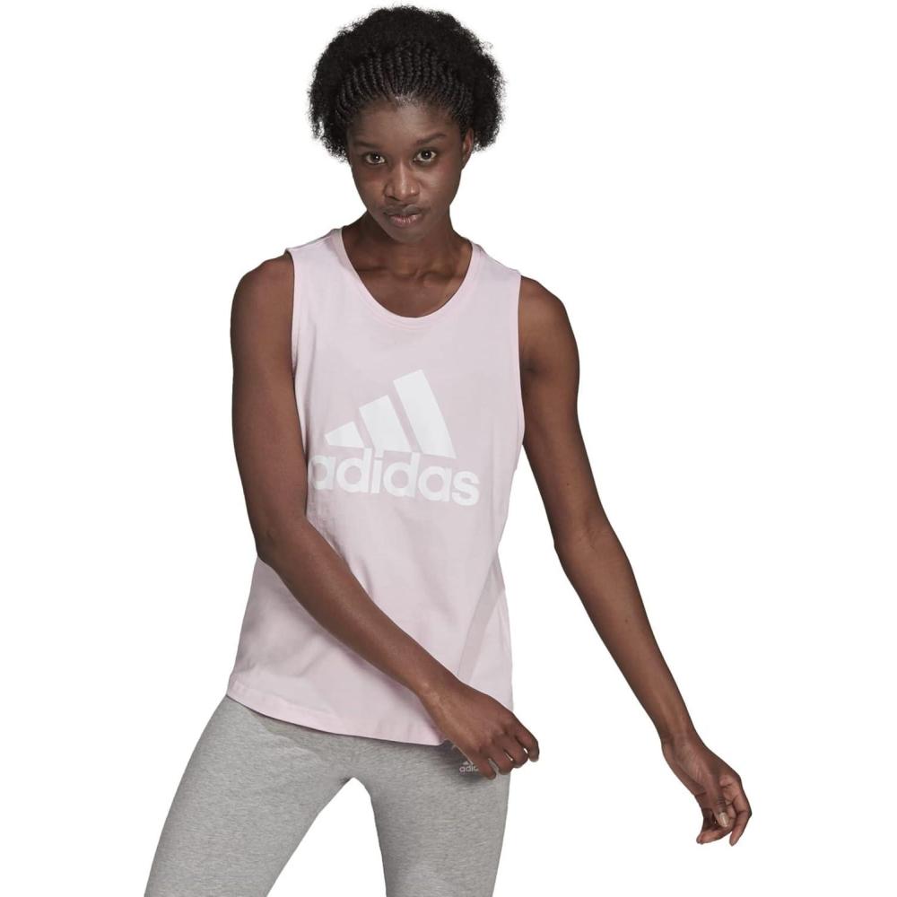 imageadidas Womens Essentials Big Logo Tank TopClear PinkWhite