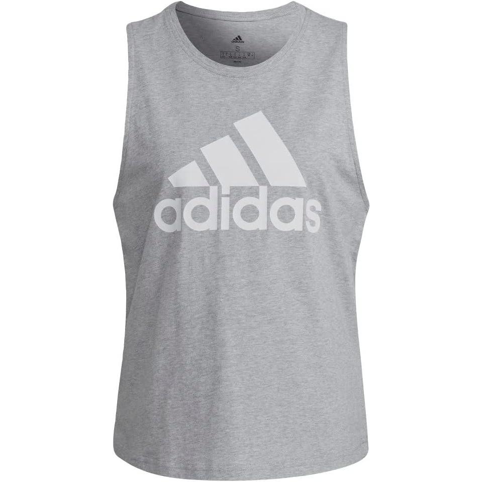 imageadidas Womens Essentials Big Logo Tank TopMedium Grey HeatherWhite