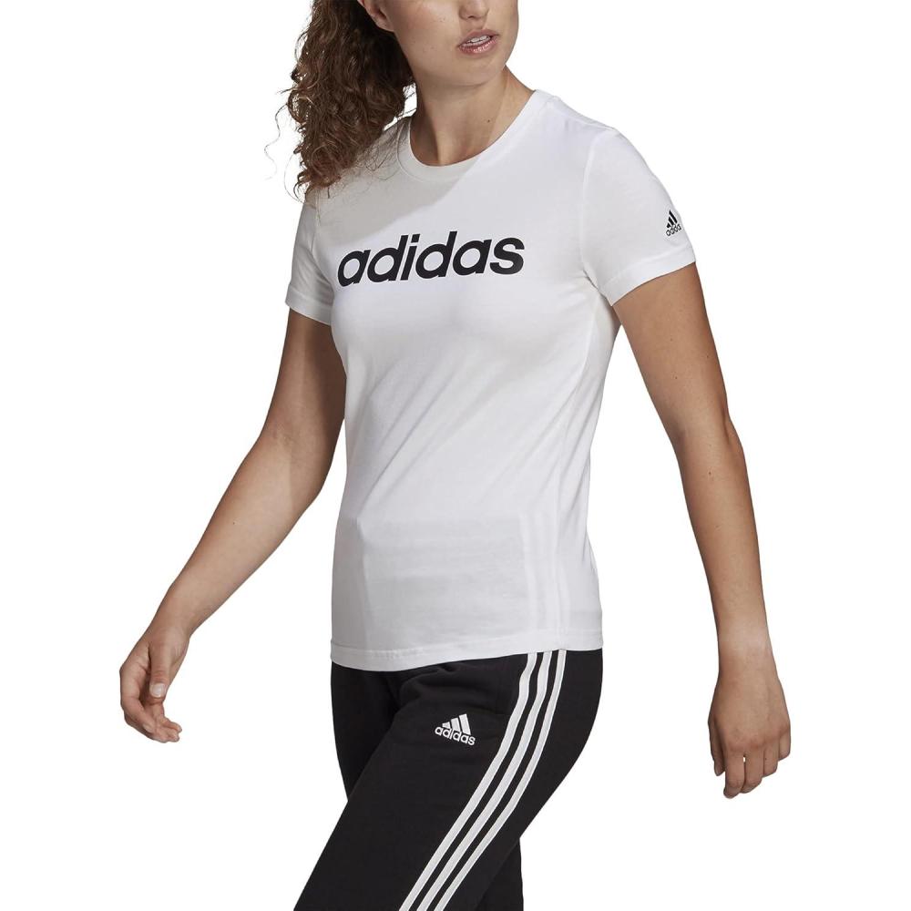 imageadidas Womens Loungewear Essentials Slim Logo TeeWhiteBlack