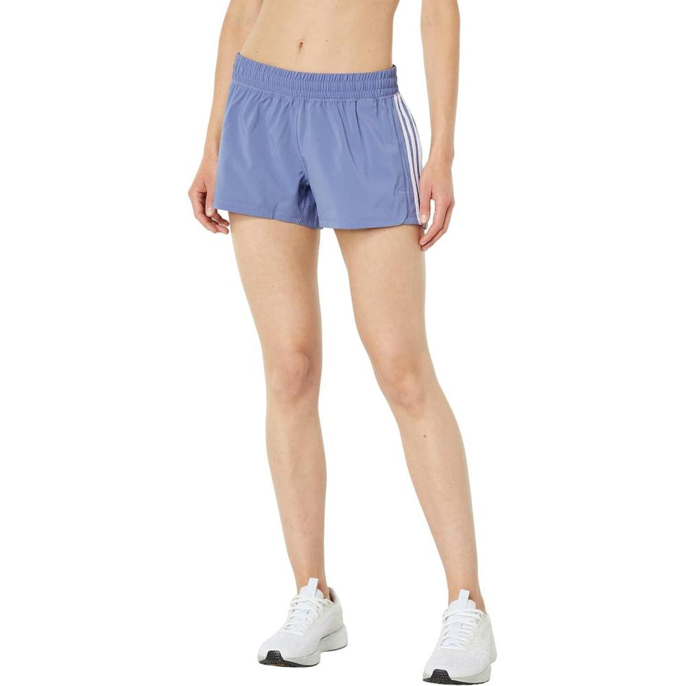 imageadidas Womens Pacer 3Stripes Woven ShortsOrbit VioletWhite