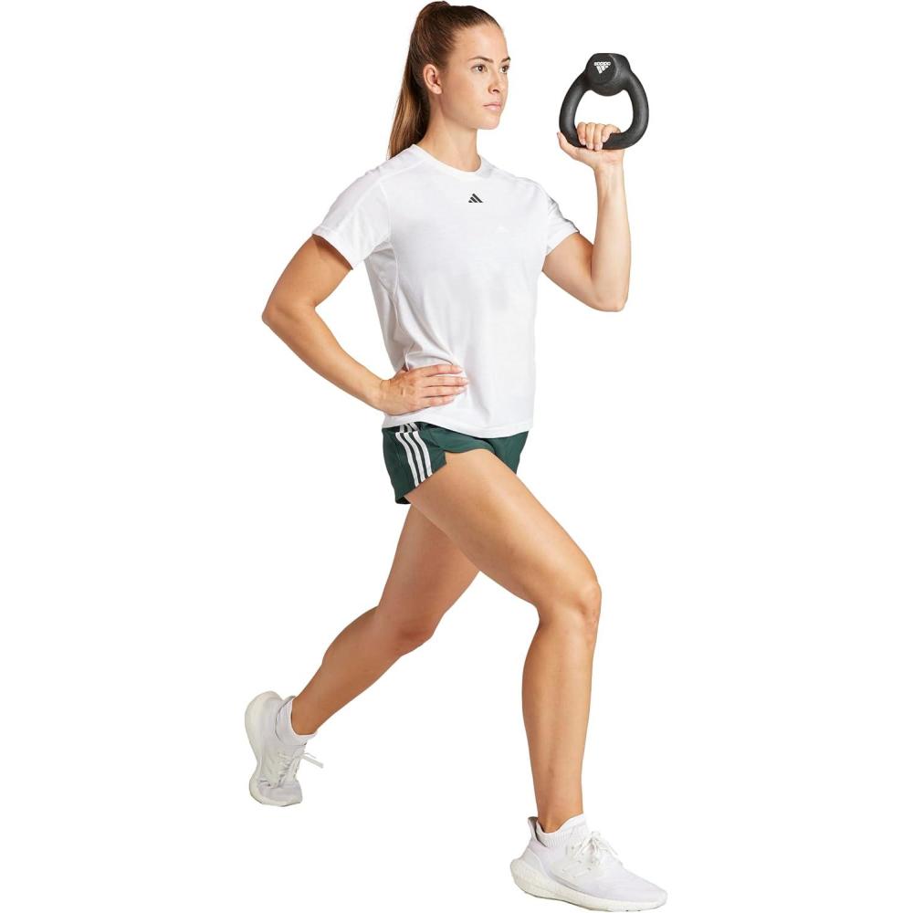 imageadidas Womens Pacer 3Stripes Woven ShortsShadow GreenWhite