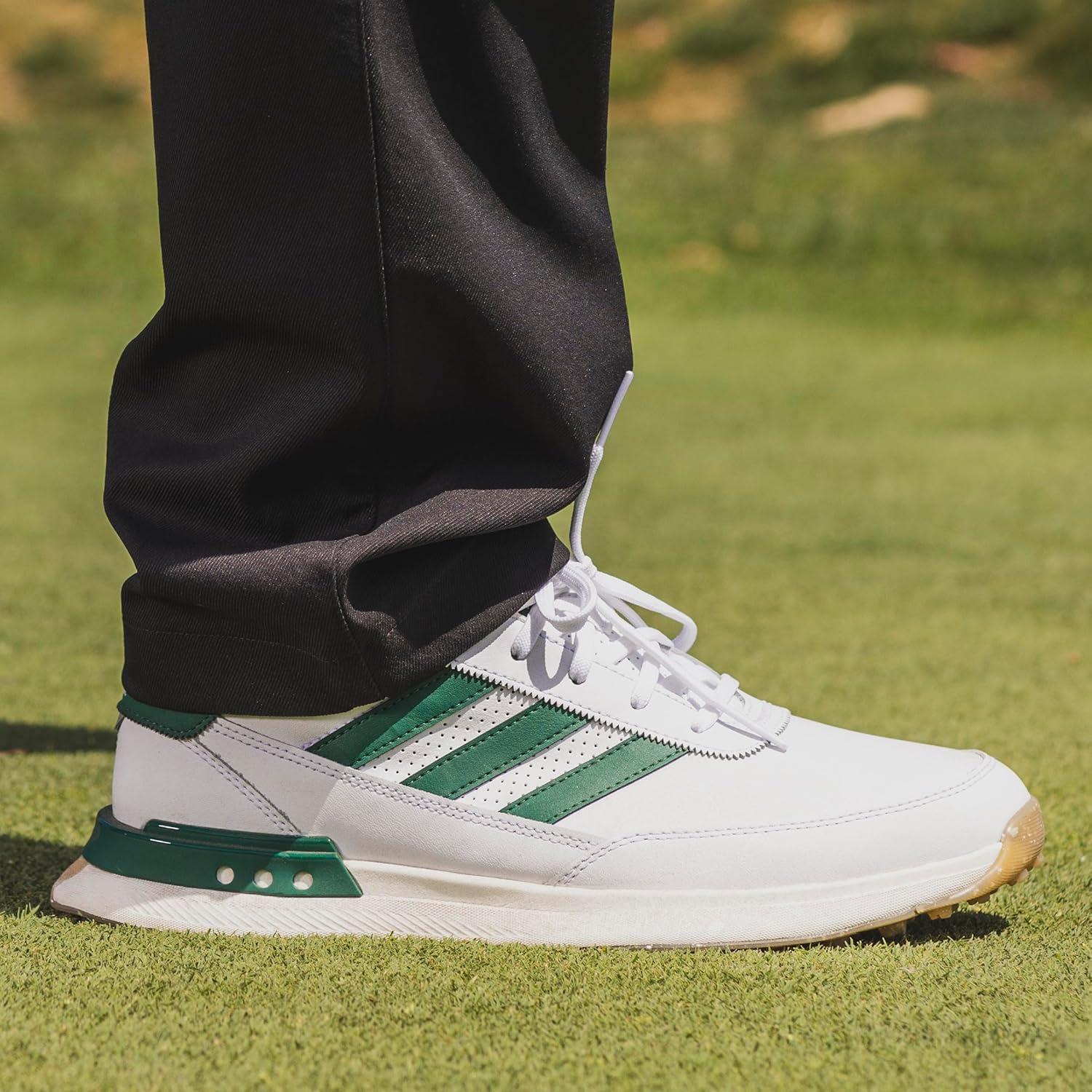 imageAdidas Mens S2g Spikeless Leather 24 Golf ShoesFootwear WhiteCollegiate GreenGum 4