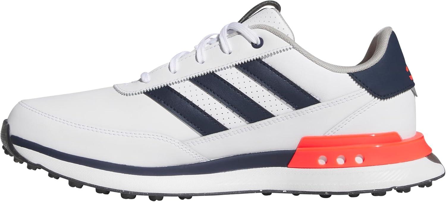 imageAdidas Mens S2g Spikeless Leather 24 Golf ShoesFootwear WhiteCollegiate NavyLucid Red