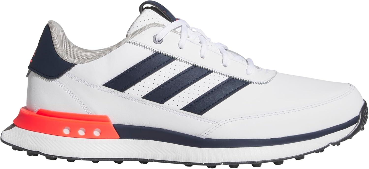 imageAdidas Mens S2g Spikeless Leather 24 Golf ShoesFootwear WhiteCollegiate NavyLucid Red