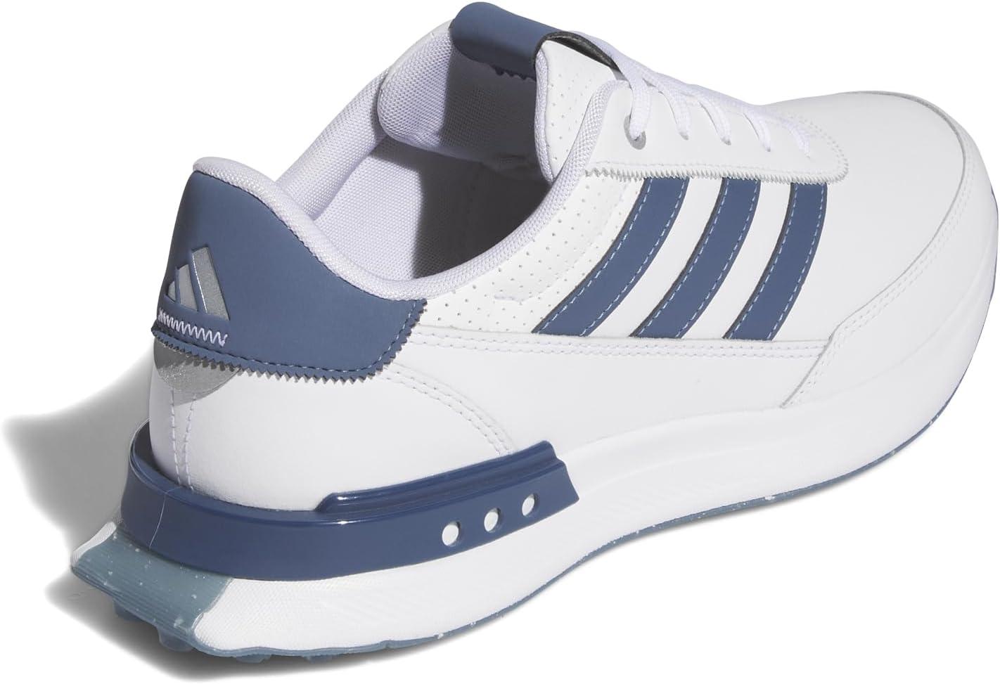 imageAdidas Mens S2g Spikeless Leather 24 Golf ShoesFootwear WhiteCollegiate NavySilver Metallic
