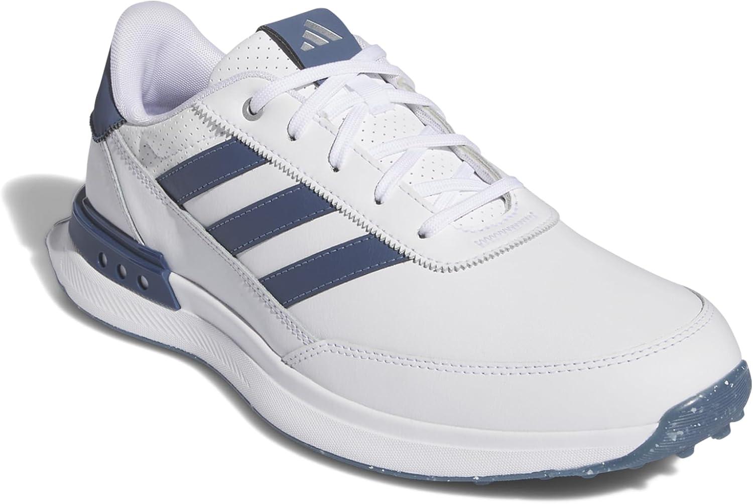 imageAdidas Mens S2g Spikeless Leather 24 Golf ShoesFootwear WhiteCollegiate NavySilver Metallic