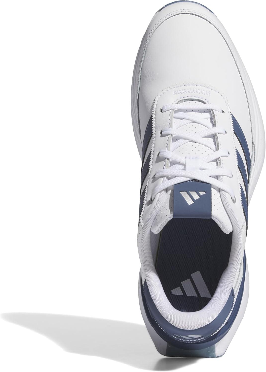 imageAdidas Mens S2g Spikeless Leather 24 Golf ShoesFootwear WhiteCollegiate NavySilver Metallic