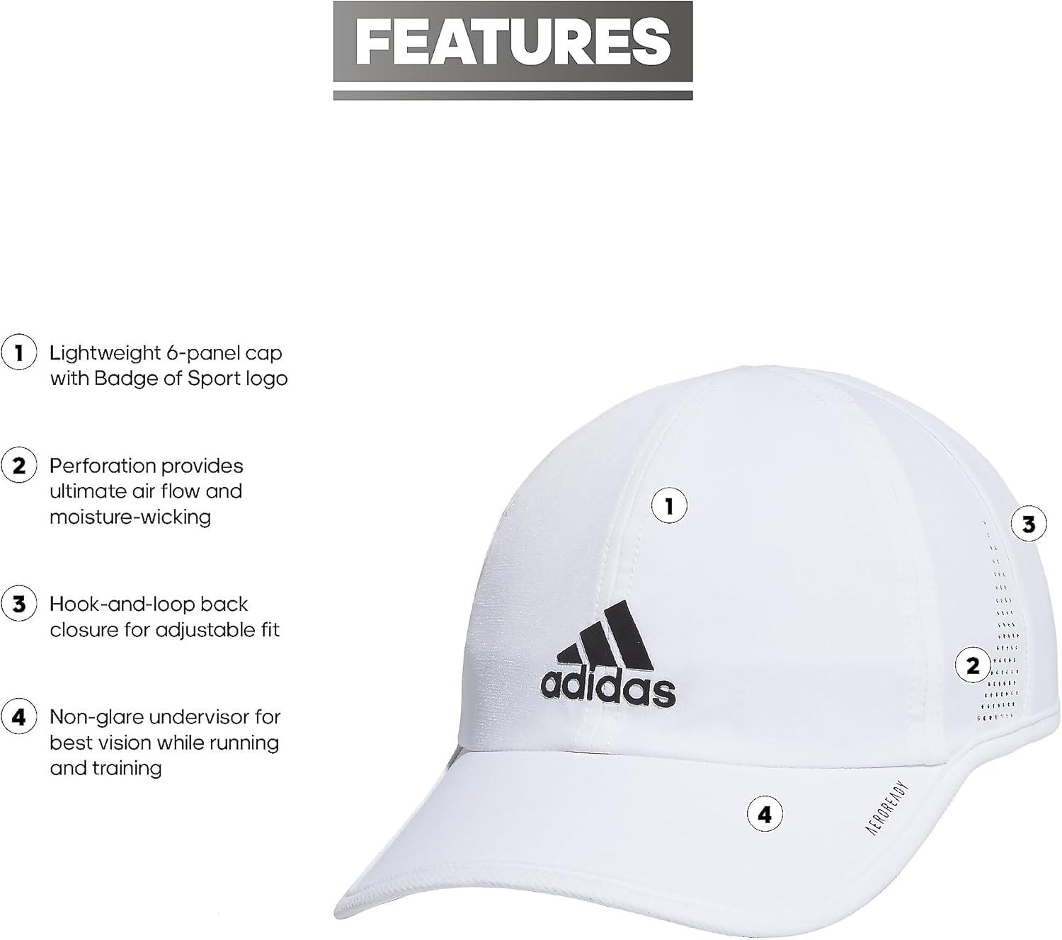 imageAdidas Superlite Athletic Caps Running Hat MenWhiteBlack Reflective20